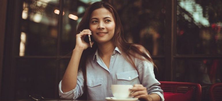 A woman on the phone