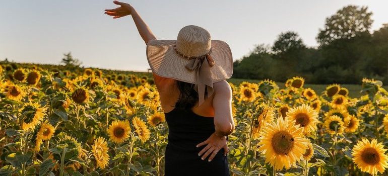 Woman in a sunflower field